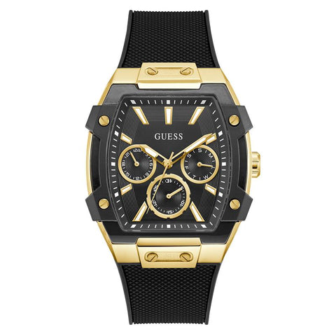 The Watch Boutique Guess Black Gold Tone Multi-Function Stainless Steel Watch