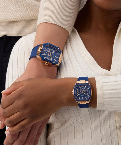 The Watch Boutique Guess Blue Rose Gold Multi-Function Watch