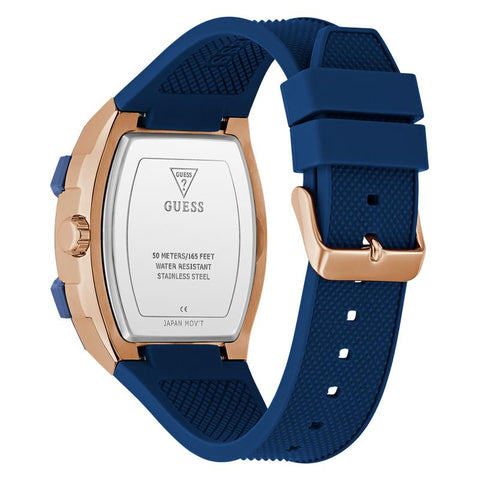 The Watch Boutique Guess Blue Rose Gold Multi-Function Watch with Silicone Strap