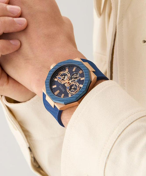 The Watch Boutique Guess Blue Rose Gold Watch