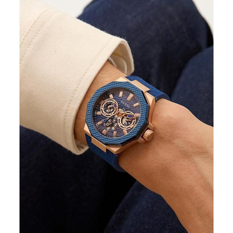 The Watch Boutique Guess Blue Rose Gold Watch