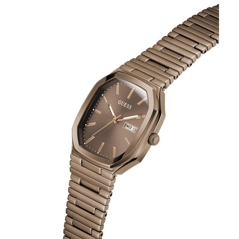 The Watch Boutique Guess Coffee Date Watch with Bronze Sunray Dial