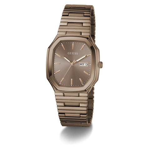 The Watch Boutique Guess Coffee Date Watch with Bronze Sunray Dial