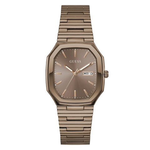 The Watch Boutique Guess Coffee Date Watch with Bronze Sunray Dial
