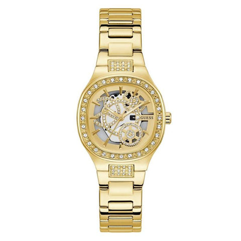 The Watch Boutique Guess Elegant Gold-Tone Crystal Embellished Analog Watch
