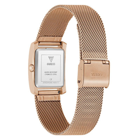 The Watch Boutique Guess Elegant Rose Gold Tone Analog Watch with Mesh Bracelet
