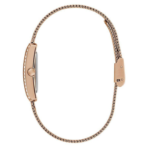 The Watch Boutique Guess Elegant Rose Gold Tone Analog Watch with Mesh Bracelet