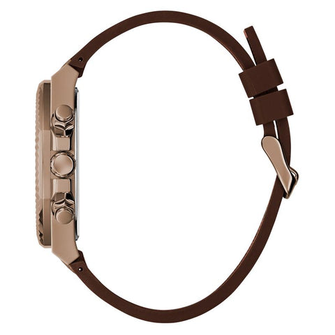 The Watch Boutique Guess Equity Brown Coffee Multi‑Function Watch with Blue Dial