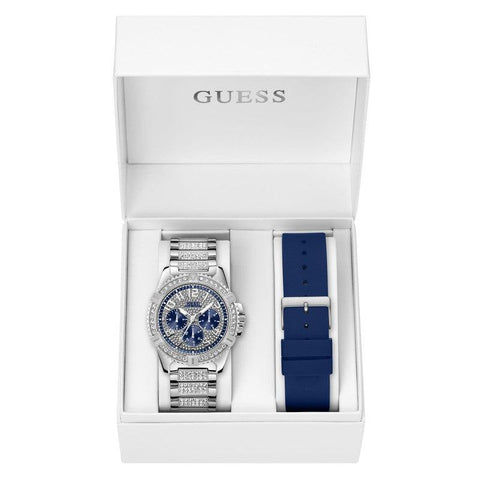 The Watch Boutique Guess Frontier Mens Box-Set Sport Silver Multi-function Watch GW0351G2
