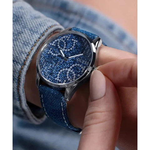 The Watch Boutique Guess G Stitch Blue Dial Analogue Watch