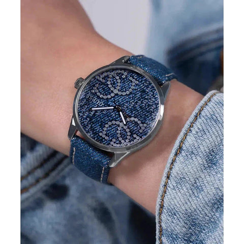 The Watch Boutique Guess G Stitch Blue Dial Analogue Watch