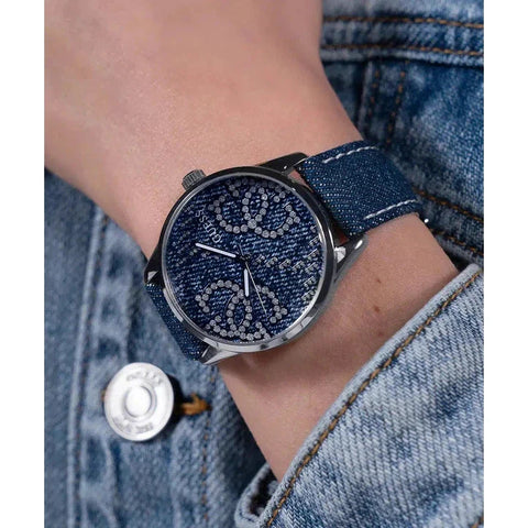 The Watch Boutique Guess G Stitch Blue Dial Analogue Watch