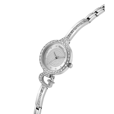 The Watch Boutique Guess Giselle Silver Tone Analog Watch with Crystal Bezel