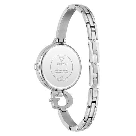 The Watch Boutique Guess Giselle Silver Tone Analog Watch with Crystal Bezel