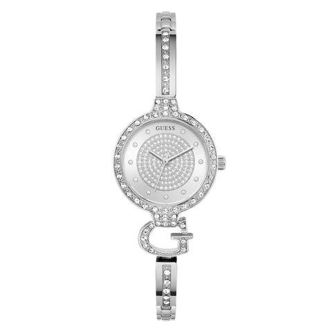 The Watch Boutique Guess Giselle Silver Tone Analog Watch with Crystal Bezel