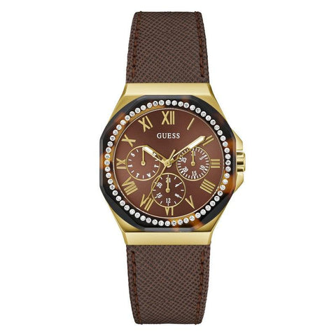 The Watch Boutique Guess Glaze Brown Dial Multifunction Watch