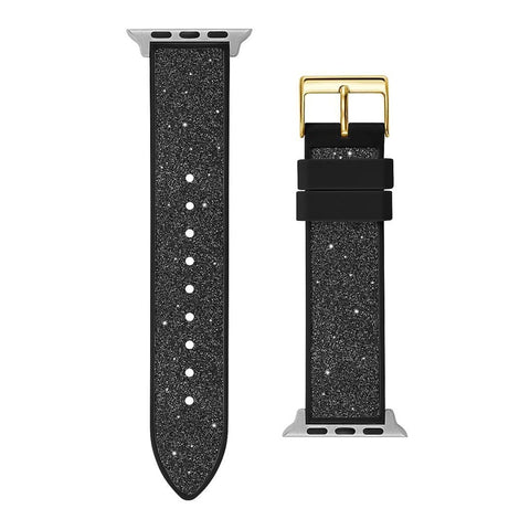 The Watch Boutique Guess Glitter Leather on Silicone Strap for Apple 38-40 mm Watch