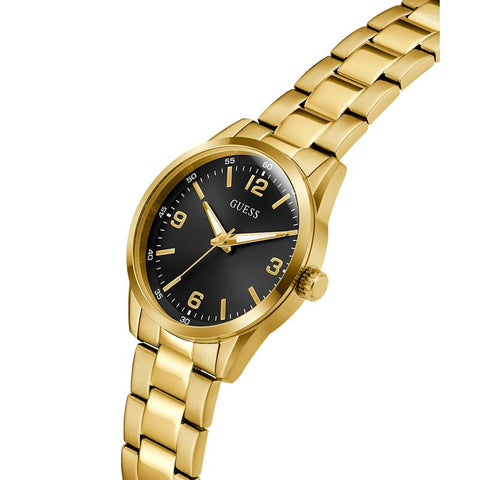 The Watch Boutique Guess Gold Tone Black Dial Quartz Analog Watch