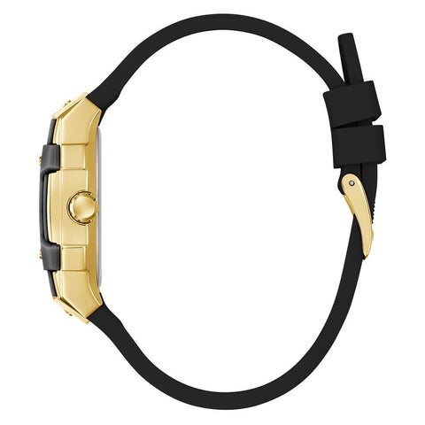 The Watch Boutique Guess Gold-Tone Black Strap Multi-Function Watch