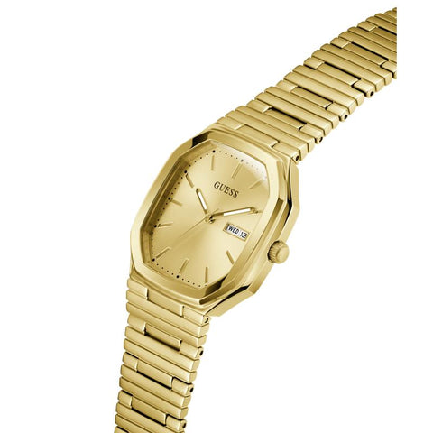 The Watch Boutique Guess Gold Tone Date Watch with Rectangular Dial