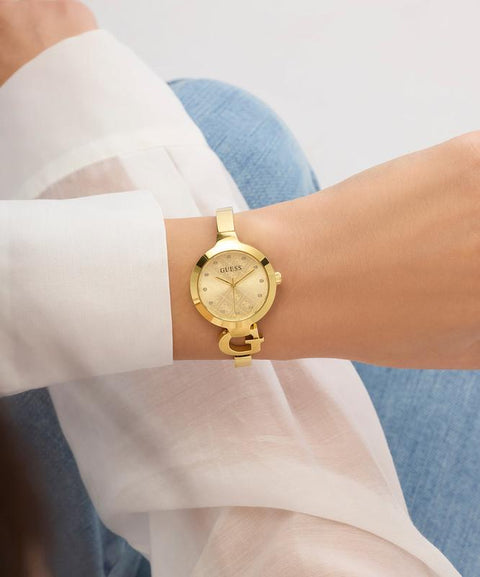 The Watch Boutique Guess Gold Tone Ladies Analog Watch Gift Set - Interchangeable Bezel