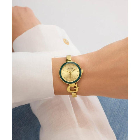 The Watch Boutique Guess Gold Tone Ladies Analog Watch Gift Set - Interchangeable Bezel