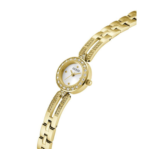 The Watch Boutique Guess Gold Tone Ladies Analog Watch with Crystal-Studded Bracelet