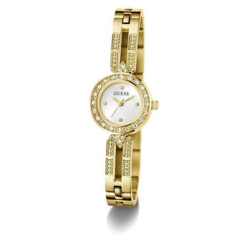 The Watch Boutique Guess Gold Tone Ladies Analog Watch with Crystal-Studded Bracelet
