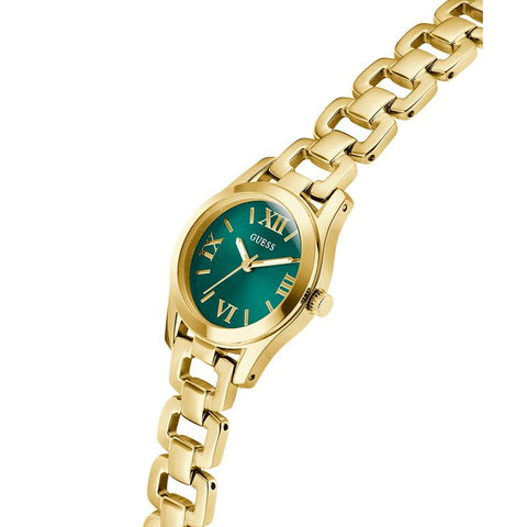 The Watch Boutique Guess Gold Tone Ladies Analog Watch with Green Dial