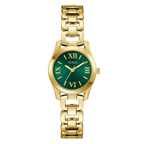 The Watch Boutique Guess Gold Tone Ladies Analog Watch with Green Dial