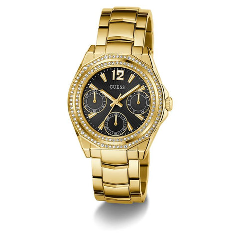 The Watch Boutique Guess Gold Tone Multi-Function Quartz Watch with Diamond Accents