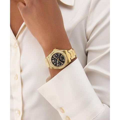 The Watch Boutique Guess Gold Tone Multi-Function Quartz Watch with Diamond Accents