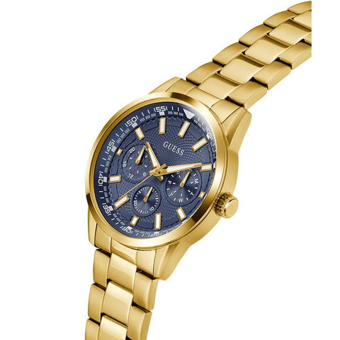The Watch Boutique Guess Gold Tone Multi-Function Watch with Blue Dial