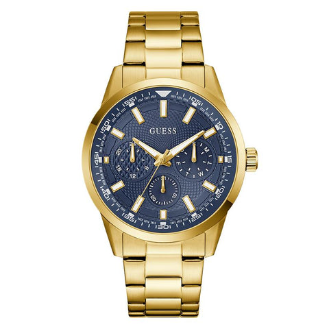 The Watch Boutique Guess Gold Tone Multi-Function Watch with Blue Dial