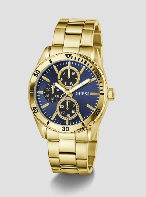 The Watch Boutique Guess Gold Velocity Blue Dial Men's Steel Watch