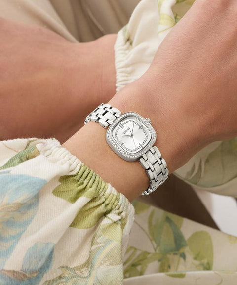 The Watch Boutique Guess Hazel Silver Tone Women's Analog Watch with Crystal Details
