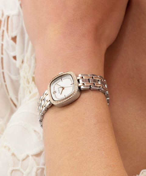 The Watch Boutique Guess Hazel Two-Tone Square Crystal-Embellished Ladies Watch
