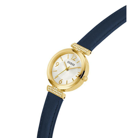 The Watch Boutique Guess Ladies Blue Gold Tone Analog Watch