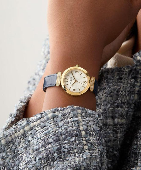 The Watch Boutique Guess Ladies Blue Gold Tone Analog Watch