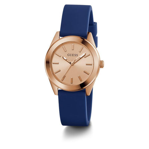 The Watch Boutique Guess Ladies Blue Rose Gold Tone Analog Watch