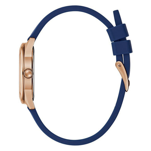 The Watch Boutique Guess Ladies Blue Rose Gold Tone Analog Watch