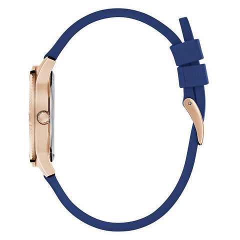 The Watch Boutique Guess Ladies Blue Rose Gold Tone Analog Watch