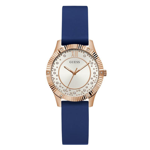 The Watch Boutique Guess Ladies Blue Rose Gold Tone Analog Watch