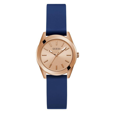 The Watch Boutique Guess Ladies Blue Rose Gold Tone Analog Watch