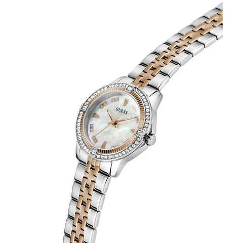 The Watch Boutique Guess Ladies Colette 2-Tone Analog Watch with Mother-of-Pearl Dial