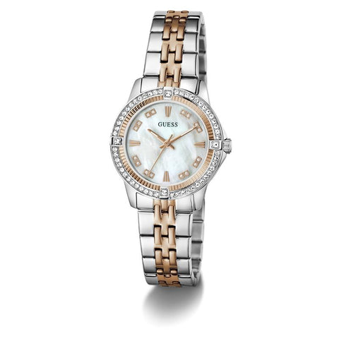 The Watch Boutique Guess Ladies Colette 2-Tone Analog Watch with Mother-of-Pearl Dial