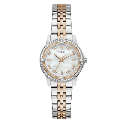 The Watch Boutique Guess Ladies Colette 2-Tone Analog Watch with Mother-of-Pearl Dial