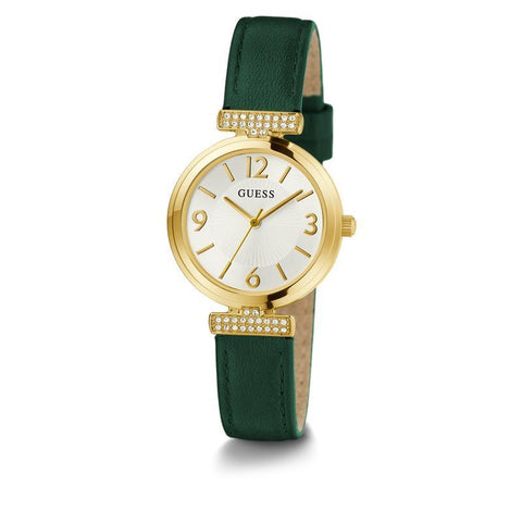 The Watch Boutique Guess Ladies Green Gold Tone Analog Watch