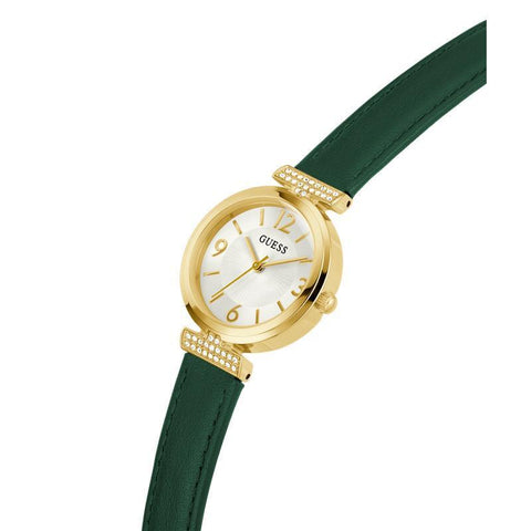 The Watch Boutique Guess Ladies Green Gold Tone Analog Watch