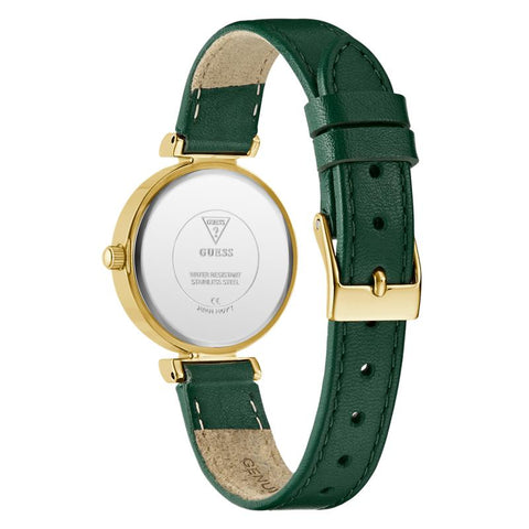 The Watch Boutique Guess Ladies Green Gold Tone Analog Watch